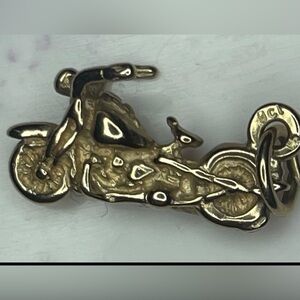 9K Solid Yellow Gold 3D Motorcycle Pendant Stamped 9ct Vintage
